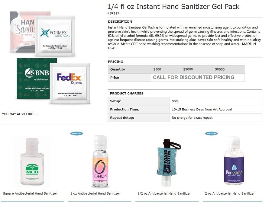 Hand Sanitizer Gel Packs